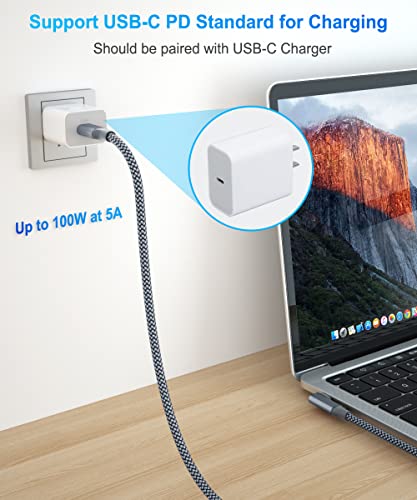 ELEBASE DESK-TELLIR USB TIP C TO C00W kabl 10ft sa USB adapterom, 90 stupnjeva isporuka napajanja Brzi punjenje PD punjač za macBook