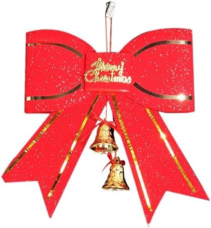Božićna dekoracija drva Crvena velika luka 13cm sa privjeskom na privjesku male božićne kuglice