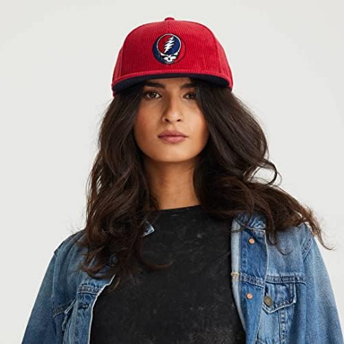 Ripple Junction Grateful Dead Steal Your Face Adult Red Corduroy Flat Bill Hat