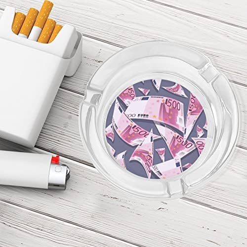 Euro gotovinsko stakleno pepeo za cigarete i cigare na okruglom pepelom Držač za ladicu za pepeo za poklon za dekoraciju stola