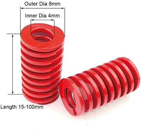 Hardverska opruga opruga Vanjski promjer 16mm Crvena srednje opsegu Kompresija opruga za utovar Die plijesni proljetni unutarnji promjer