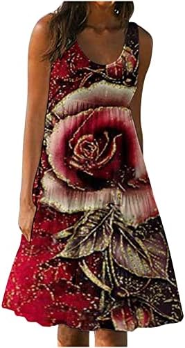 Ženska haljina za izrez sa škipama labava haljina za žene 2023. modna cvjetna grafika Thirt haljina A-line Flare Swing haljine