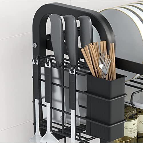 Qingjie 2-tier sušenje jela za pranje kuhinje pranje nosač stalak 2 sloj posuđa sa držačem za pribor, držač za rezanje ploče za rezanje