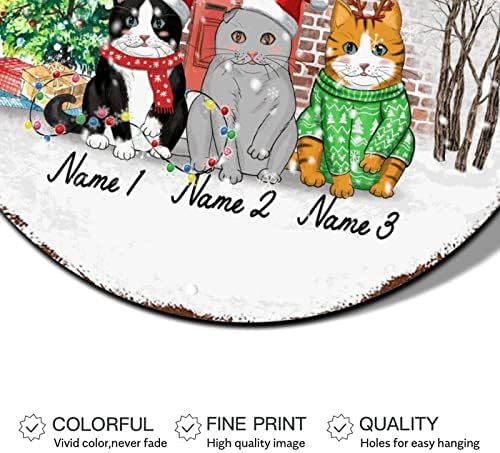 Snjegović božićni vijenac potpisuje život je bolji s mačkama Custom Custom Custom Limen Sign Božićni zidni ukrasi Rustikalni metalni vijenac za zidni dekor