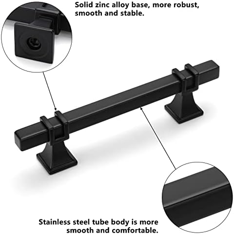 Homdiy 10 Pack Crni ormar vuče 3 inčne kuhinjske ormare za ručke mat crni ormar Hardver za kuhinju i kupaonice, 5 inčni ukupni povlačenje