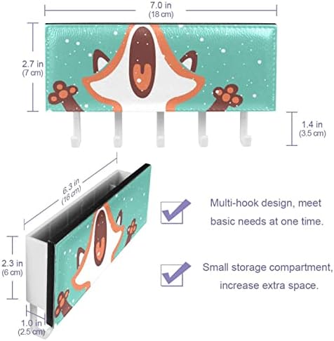 Tbouobt Organizator pošte za zidni nosač, držač za ključeve sa držačem slova i kuke, tipke za kuke za poštu zidni montirani, crtani životinjski lisica zima