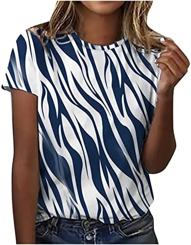 Striped vrhovi za dame kratki rukav čamac vrat spandex gradijent šarene grafike opuštena fit bluza tinejdžerka 2023