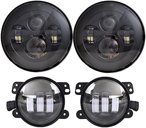 LX-svjetlo kompatibilno sa Jeep Wrangler TJ LJ, Crna 7 LED prednja svjetla+Crna 4 LED svjetla za maglu+dimna sočiva X oblika LED zadnja