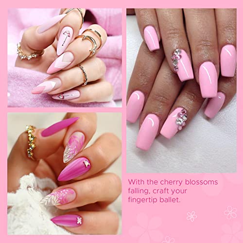 Mefa Pink gel Set lakova za nokte, svijetli / Hot Pink Cherry Blossom jagoda Meki / tamni tonovi sva godišnja doba upijaju dugotrajne romantične 6 boje početni komplet Quince Nail Art DIY dizajn Salon manikir poklon za žene djevojke početnici