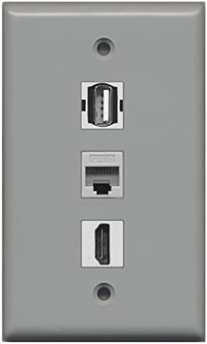 Riteav - 1 port HDMI i 1 priključak USB A-a i 1 port CAT6 Ethernet bijeli zidni zidni tanjur
