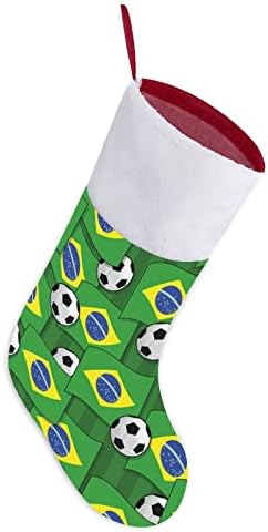 Brazil Soccer uzorak Božić viseći čarape za čarape za Xmas Tree Kamin za odmor za odmor