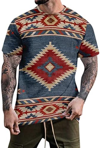 Mužjak ljetna geometrijska tiskana majica Bluza okrugli vrat kratkih rukava majica majica za muškarce T majice sorta dugih rukava