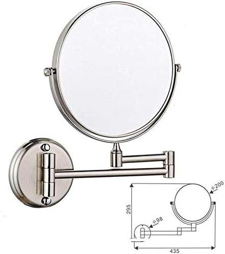 Ogledalo za šminkanje 8 inča sa dva okretna zidna ogledala, 3x uvećanje sa bušenjem bez bušenja nikla