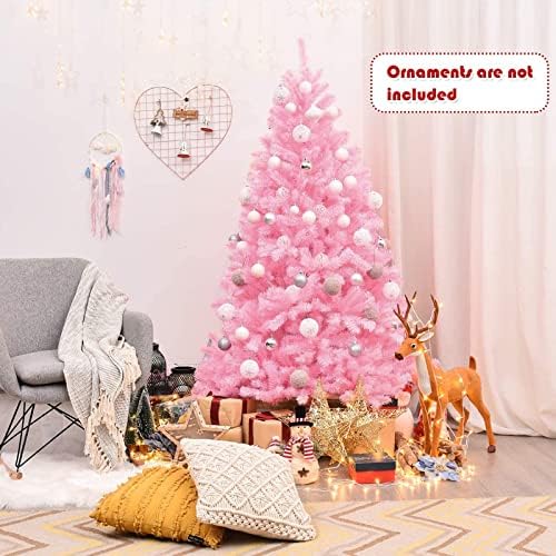 Ružičasto božićno drvce, 4ft božićno drvce sa metalnim postoljem, umjetno ružičasto stablo sa 3 3 3 vrhove podružnice, jednostavna montaža, za unutarnji dekoracija za odmor na otvorenom
