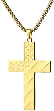 Crna križna ogrlica za muškarce dječaci od nehrđajućeg čelika 18k zlato posrebrena američka zastava privjesak Biblija stih krst ogrlice pokloni za diplomu 18-24