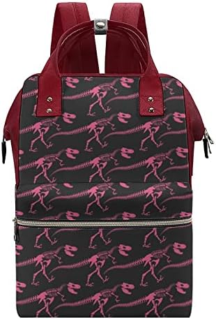 Pink dinosaur kosti ruksak ruksak ruksak stilski materinsku vrećicu multifunkcijsko vodootporno putovanje staračkim radom