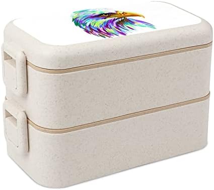 Akvarel ćelav Eagle Dvostruki slaganja Bento kutija za ručak Moderna Bento kontejner sa setom pribora