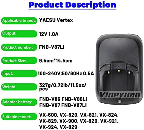 FNB-V87li baza punjača baterija za YAESU Vertex VX-600, VX-820, VX-821, VX-824, VX-829, VX-900, VX-920, VX-921, VX-924, VX - 929 dvosmjerni