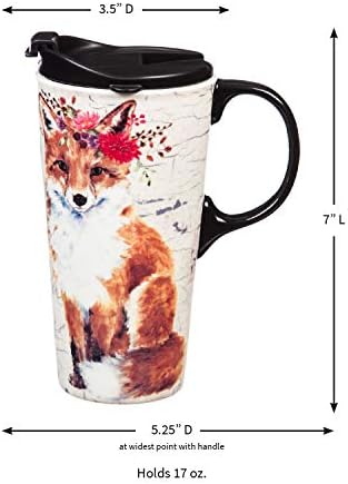 Lisica sa keramičkom putnom čašom za glavu-5 x 7 x 4 inča
