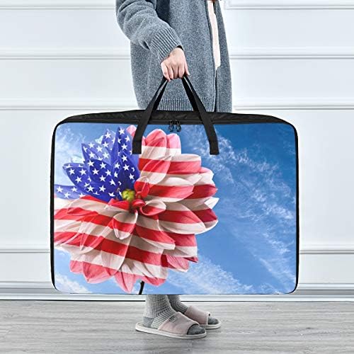 N / A Torba za pohranu velikog kapaciteta - Amerika Flowers Flowers Blue Sky Quilt Organizator Organizator Organizator sklopivi patentni