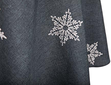 Xia Početna Fashions XD17141 GLISTEN SNOWFLAKE BOŽIĆNI OKRUGLI TABLEFLOTH, 70-inčni, sivi