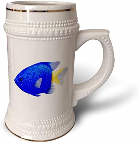 3Droza Boehm grafička riba - plava slana iz Yellowtail Damselfish - 22oz Stein šolja