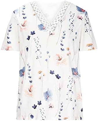 Vintage cvjetni print majica Casual V izrez kratki rukav Top košulje Casual Ljeto na otvorenom Labava bluza Žene Vanjske nose Tunic