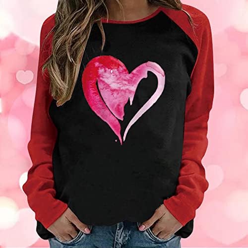Valentinovo košulje od raglanske rukave žene seksi slatka leopard pletena srčana grafička dukserica modna prerada pulover