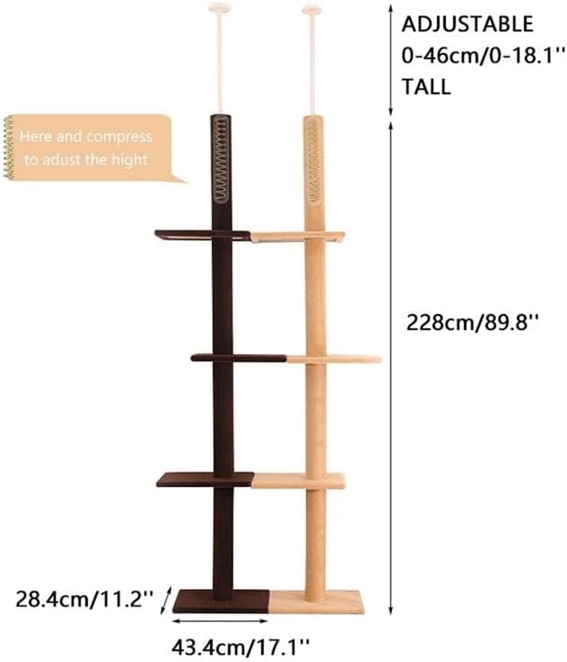 Cxdtbh podesivi 228~274cm okvir za penjanje za mačke luksuzni namještaj od punog drveta Jumping Tree Top Tianli Greben borova kula