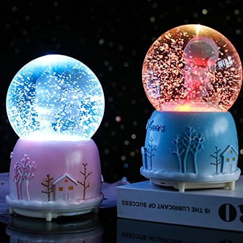 Zgjhff Creative Color Lights plutajuće snježne pahulje Bijela mjesečina Par Glass Crystal Ball Music Box Tanabata Rođendanski poklon