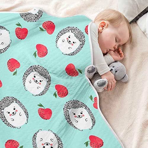 Swaddle pokrivači ježevi jabuke pamučni pokrivač za dojenčad, primanje pokrivača, lagano mekano prekrivače za krevetić, kolica, rabljevine,