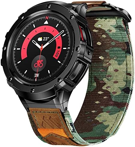 Miohhr metalna futrola sa bendovima kompatibilna sa Galaxy Watch 5 Pro Band, muškarci Čvrsti pleteni najlonski velkro remen i zaštitni odbojnik od nehrđajućeg čelika za Samsung Galaxy Watch 45mm