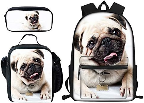 Slatki Boys Daypack ruksaci Set bijeli pas izdržljiv za školske djevojčice torbe za knjige torba za ručak i pernica