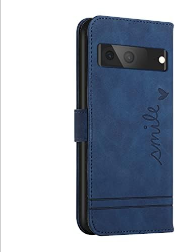 Oopkins slučaj Kompatibilan sa Google Pixel 7 Case luksuzna kožna Flip novčanik slučaj sa utorima za kartice stalak magnetna kopča Shockproof zaštitni poklopac za Google Pixel 7 Blue HX5