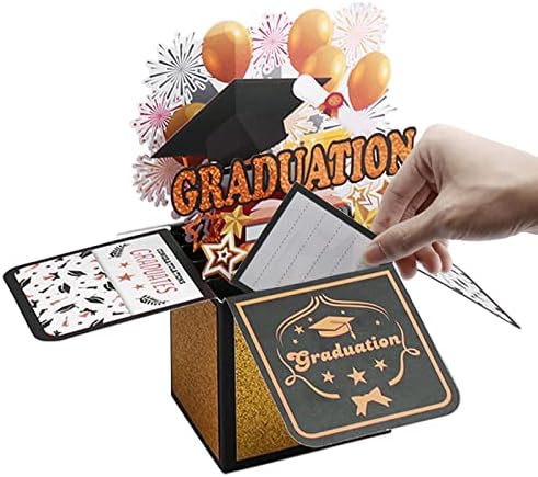 Fujinzhu poklon za diplomiranje Čestitamo čestitka-Kreativna 3D kartica za diplomiranje poklon Pop-up dizajn poklon kartica za diplomiranje sa kapicom za diplomiranje Balloon Star Pattern College mature kartica