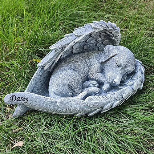 LeDiYouGou personalizirani spomen-kamen za pse mačke, grob za kućne ljubimce s ugraviranim imenom za kućne ljubimce, Kućni ljubimci u naručju toplih krila pokloni za spomen-statuu za gubitak kućnih ljubimaca za unutrašnju vanjsku baštu, pas, kao što je prikazano