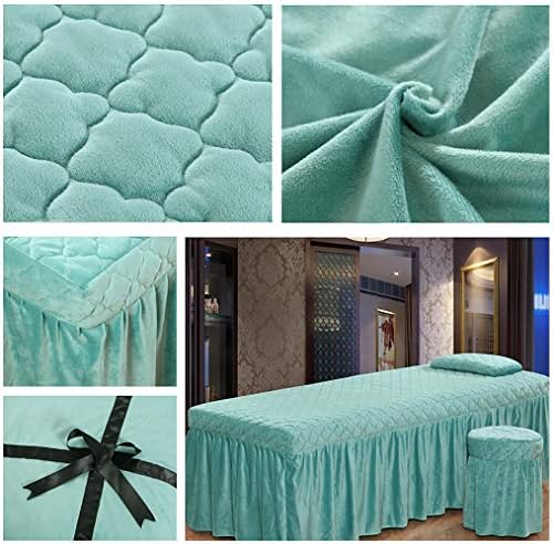 Plišani Beauty masažni stolovi, baršunasti 4-dijelni prekrivač kreveta u evropskom stilu sa rupom za odmor za Spa masažni sto-greena 80x190cm