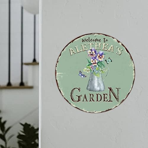 Personalizirano Dobrodošli u vrtni metalni vijenac potpisuje po mjeri vrtne vodene boje cvjetni čajnik vijenac za obrnute vijenac