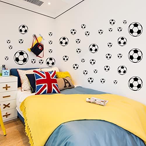 52 PCS Soccer naljepnice, lako za ljuljanje i pamet nogometne lopte zidne naljepnice, zidni umjetnici DIY Fudbal Decor Decor Decor