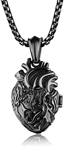Cupimatch otvorena anatomska organska srčana ogrlica za muškarce, Muška urna od nerđajućeg čelika za Memorijalni Lanac ogrlica sa