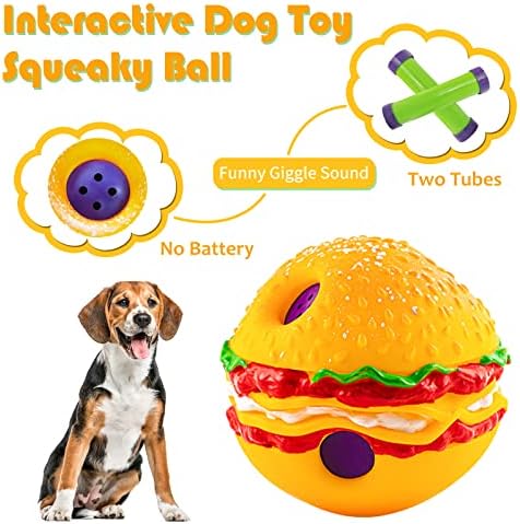 Wobble Giggle lopta za pse Interaktivni hamburger stil škripav kuglica smiješna GIGGIL zvuk privlače pseću pažnju za igranje obuke