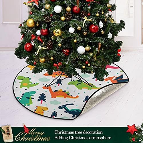 Dinosaur božićne stabla prostirke vodootporne stalke za stalke trape mat tepih ispod božićnog drveća Pribor za zaštitu od poda za odmor za odmor 28 inča