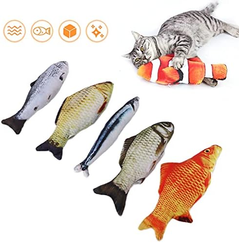 Catnip Fish Cat Toys 5 Pack - Simulacija riblji oblika Realistični Fluffy Catnip Lutka Interaktivni kućni ljubimci Jastuk Chew Boles