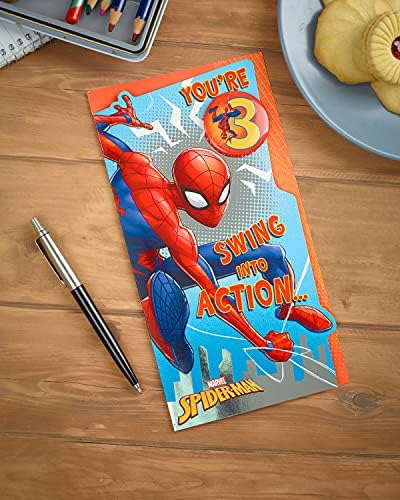 UK Pozdrav, 673281 Spiderman čestitka za 3. rođendan sa značkom