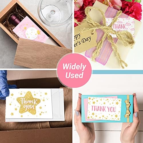 24 komada Stars Thank You kartice sa kovertama i naljepnicama za Baby Shower potrepštine za zabavu, zlatna folija Hvala naljepnice Starry Delight thanks Notes Stars Moon zahvalnosti kartice Za Party Favors