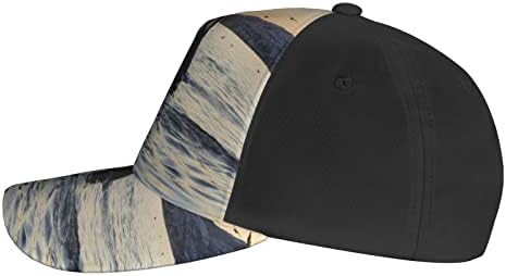Kit iznad morske vode štampana bejzbol kapa, Podesiva Tata kapa, pogodna za trčanje po svim vremenskim uslovima i aktivnosti na otvorenom Crna