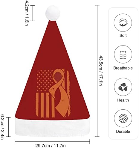 Traka za svijest o leukemiji američka zastava Božićni šešir Santa šešir za uniseks odrasle Comfort klasična Božićna kapa za Božićnu