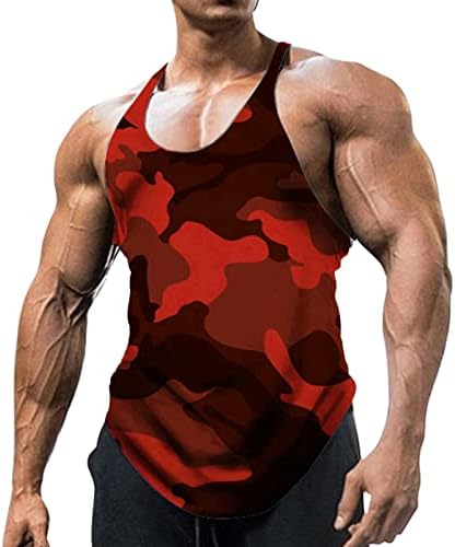 Stoota Muška rezervoara bez rukava Crewneck Camouflage Ispiši labavi fit majica, ljetni mišićni sportski fitnes majica