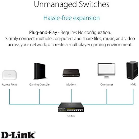 D-Link Poe prekidač, 8 port Ethernet Gigabit Nenaneged Desktop prekidač sa 4 POE portove 68W budžeta, crna