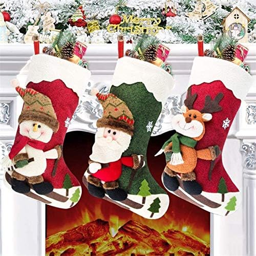 Rnntrur Halloween Set ukrasa od 3 božićne čarape, Xmas čarapa za čarape Santa Snowman, Reindeer 3D Plišani božićno drvce Domaći ukrasi i zabavni pribor slatki